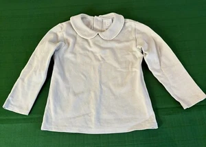 Bella Bliss Girls Blue Knit L/S Shirt White Piping Peter Pan Collar Sz 4 Cotton - Picture 1 of 7