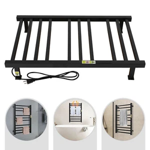 Stainless Steel Square Wall Mounted Bathroom Towel Warmer Black - Picture 1 of 18