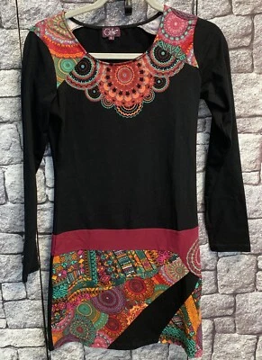 Coline Gr S, Kleid Schwarz/ Bunte Applikationen, 24 W 37 - Bild 1 von 4