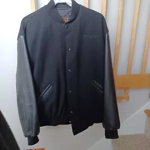 Toyota Black Wool Leather Sleeves Button Varsity Lettermans Jacket Medium - Picture 1 of 6