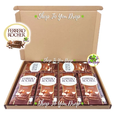 6 FERRERO ROCHER MILK CHOCOLATE 90G BAR GIFT BOX Hazelnut Personalised Hamper🎁 - Image 1 of 4