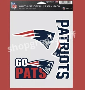NFL NEW ENGLAND PATRIOTS 3 Fan Pack Decal / Sticker Sheet 5.5" x 7.5" FREE SHIP! - Picture 1 of 1