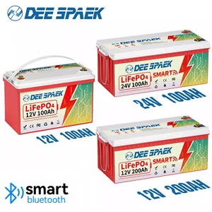 Batteria LiFePO4 12V/24V 100Ah 200Ah 300Ah litio BMS 8000+ cicli Bluetooth solar - Zdjęcie 1 z 82