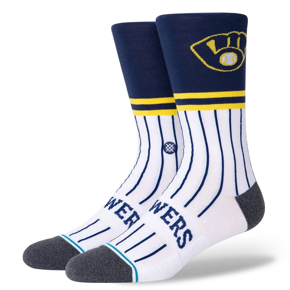 Stance Adult White Crew Cotton MLB Baseball Milwaukee Brewers Color Sock M 6-8.5 - Image 1 of 1
