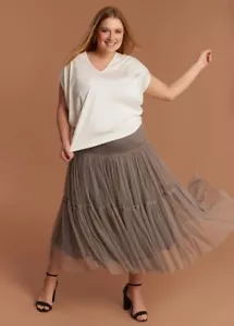 Taking Shape Gathered Gold/Pewter Tulle Skirt - BNWT - Plus Size 16 - Picture 1 of 13