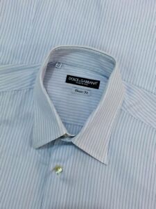 Dolce & Gabbana Shirt Size 16.5 42 Mens Classic Fit Light Blue Striped 