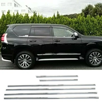 Chrome Window Frame Trim S.Steel 6 Pcs Fits Toyota Land Cruiser Prado 2009-2023 - Imagem 1 de 4