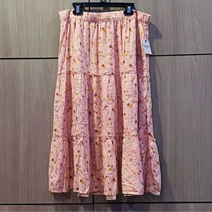 Arizona Tiered Pink Floral Skirt Youth Large NWT - Picture 1 of 9