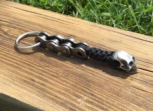 HARLEY BLACK PARACORD WILLIE G MOTORRAD SCHLÜSSELANHÄNGER MEGA ZINN SCHÄDEL - Bild 1 von 5