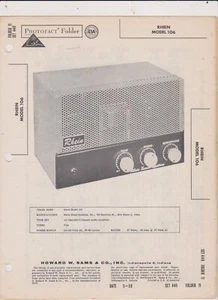 SAMS 1959 RHEIN AMPLIFIER SCHEMATIC  WITH CHARTS AND DIAGRAMS FREE SHIP IN U.S - Picture 1 of 1