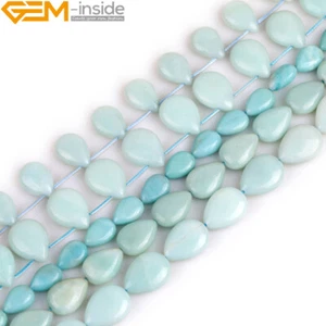 Teardrop Amazonite Natural Gemstone Loose Beads For Jewellery Making Strand 15" - Picture 1 of 39