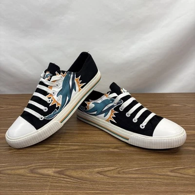 Zapatos de lona Miami Dolphins NFL para hombre de caña baja con logotipo grande talla 9 Foto 1 de 4
