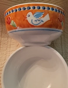 Vietri Campagna Bird Melamine Soup Cereal Bowls 5 3/8" Set of 4 NEW - Picture 1 of 2