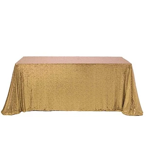 GOLD Sequined 90x156" RECTANGLE TABLECLOTH Designer Wedding Party Catering Linen - Picture 1 of 10