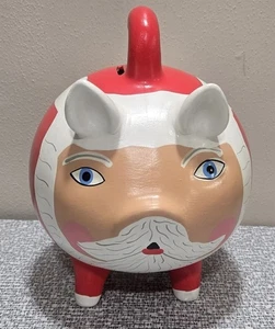 Mayabella WEIHNACHTSMANN SCHWEIN SPARSCHWEIN handbemalt KERAMIK Volkskunst Yucatan MEXIKO - Bild 1 von 10