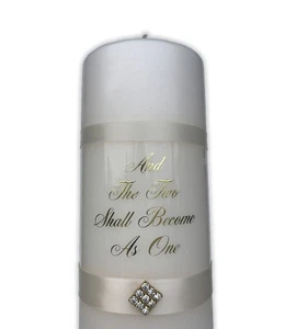 Wedding Unity Ceremony Pillar Candle - And the two shall become as one - Picture 1 of 1