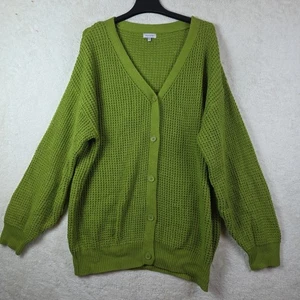Cárdigan suéter con botones Qualfort para mujer 3x verde lima 100 % algodón - Imagen 1 de 10