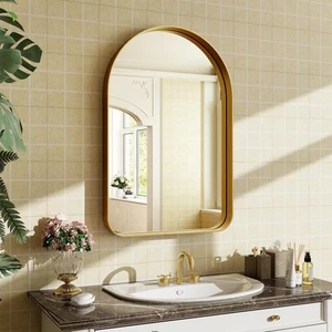 Arched Bathroom Mirror - 30x20 Inch Gold Bathroom Mirror for Wall - Aluminum ... - Picture 1 of 8