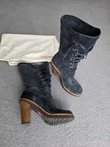Esprit Wildlederstiefel blau Gr. 38 Highheels Damenstiefel Stiefel - Bild 1 von 5