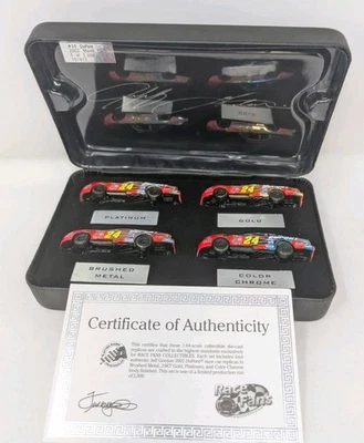 2002 Jeff Gordon Dupont 4 carros 1:64 conjunto platina ouro cor cromo metal escovado - Imagem 1 de 4