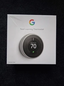 Google Nest 3rd Gen Learning Thermostat Stainless Steel Untested T3007ES - Picture 1 of 9