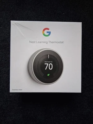 Google Nest 3rd Gen Learning Thermostat Stainless Steel Untested T3007ES - Image 1 of 4