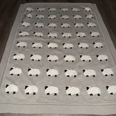 Nicole Miller Manta Bebé Contar Ovejas Blanco Beige 100% Algodón Tejido 41x32 Foto 1 de 4