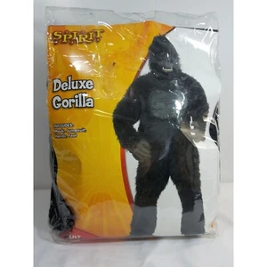 Spirit Deluxe Gorilla Costume Adult One Size Includes Mask Jumpsuit Hands Feet - Picture 1 of 15
