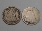 2 Seated Liberty Half Dimes: 1854 & 1857.  #32