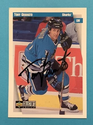 TONY GRANATO Signed 1997-98 UD #218 SJ Sharks Wisconsin Badgers Autograph Auto - Image 1 of 2