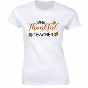 One Thankful Teacher with Flowers Image T-Shirt for Women
