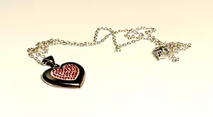 Vintage Pendant Sterling Silver 925 Necklace Jewellery Heart Pink My Friend - Picture 1 of 7