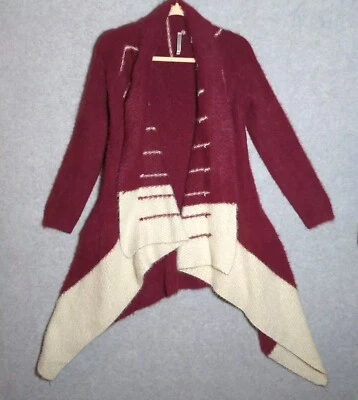 Cárdigan Azteca Borgoña Abierto Waffle Suéter Suroeste Mujer Grande Bolsillos Boho Foto 1 de 4