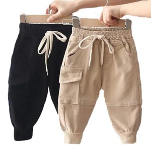 New Cotton Cargo Pants For 2-6 Years Old Solid Boys Casual Sport Pants Enfant - Picture 1 of 21