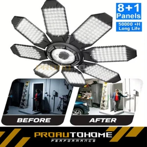 1-4X Garage Light 9000000LM Deformable LED Super Bright Bulb Work Ceiling Lights - Picture 1 of 16