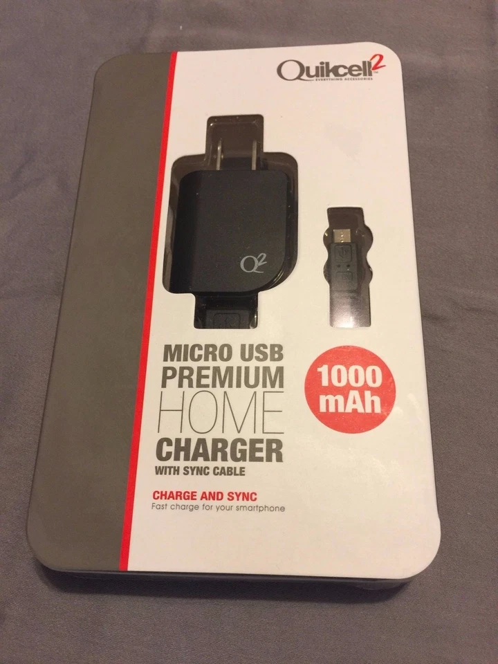 Quikcell 2 Micro USB Premium Home Charger with sync cable 1000 mAh QC2945 - Image 1 of 2