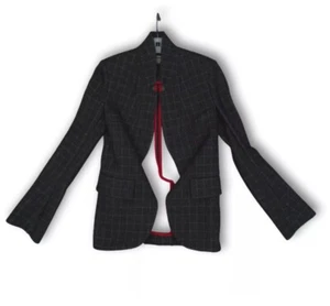 Zadig & Voltaire Black White Tan Brown Wool Blend Check Womens Jacket Size 34 - Picture 1 of 8