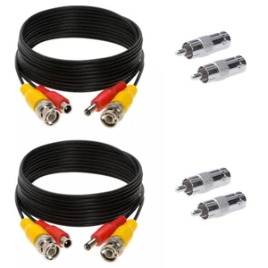 2 x 20FT Video Power Cable BNC DC Security Camera RCA DVR Cord for CCTV - Picture 1 of 11