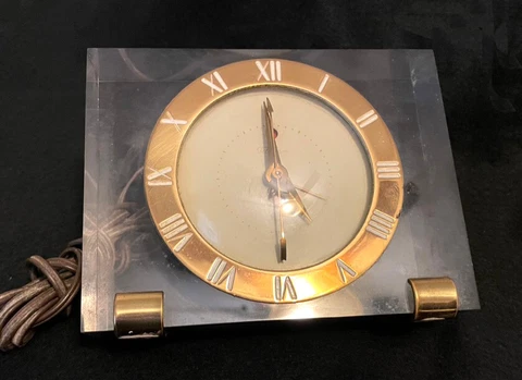 Vintage Telechron Lucite Alarm Clock. 7H141 Mid Century Look Cover