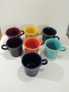 7 HOMER LAUGHLIN FIESTA WARE DIFFERENT COLORS ROUND HANDLED MUGS/ CUPS - Picture 1 of 4