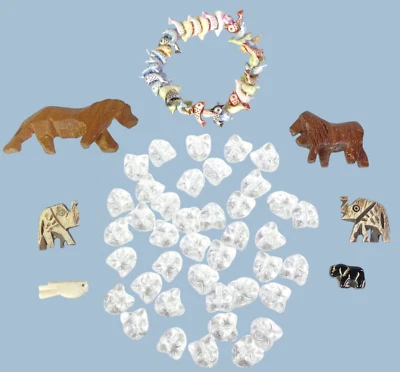 LOTE Cuentas Animales Gatos Elefantes Peces Delfines Selva Joyería Artesanía Mezcla Variedad Foto 1 de 4