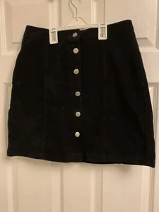 NEW LOOK WOMENS BLACK CORDUROY FRONT BUTTONS FASTENING MINI SKIRT SIZE 8 - Picture 1 of 4