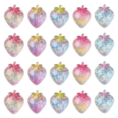 25pcs Strawberry Resin Cabochons Glitter Fruit Food Flatback Charms for DIY - Image 1 of 4