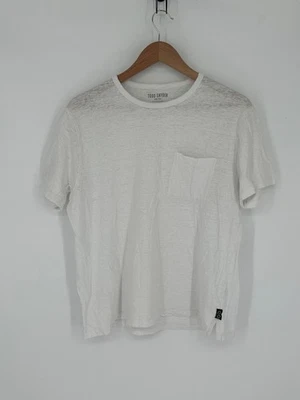 NUEVA Camiseta Todd Snyder Para Hombres Talla L Blanca 100% Lino Bolsillo Manga Corta U4 Foto 1 de 4