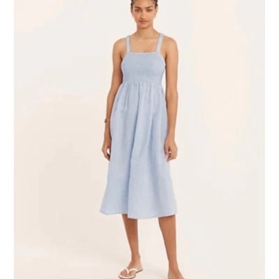 J Crew gesmoktes Strand-Midikleid aus Leinen – S - Bild 1 von 4