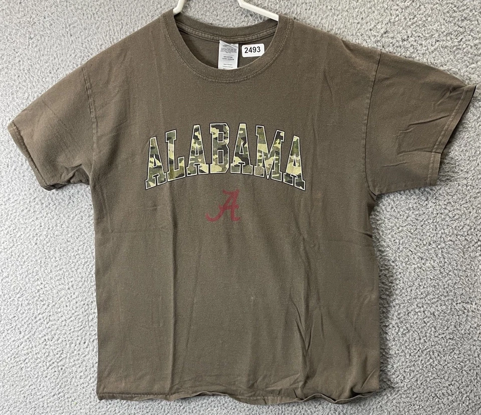 🔥 Camiseta Alabama Crimson Tide Camuflada Logo Etiqueta Gildan Para Hombre Talla L Grande Foto 1 de 4