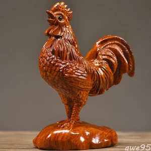 18cm Chinese Rosewood Carving Rooster Ornament Solid Wood Handicrafts Decoration - Picture 1 of 3