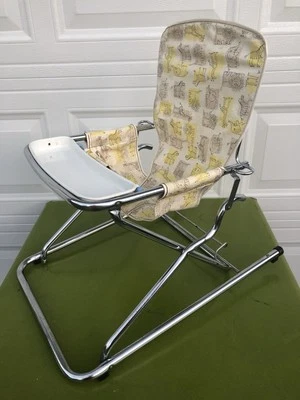 Винтажный 1960-х Cosco Baby вышибала джемпер сиденье зоопарк животных печати хром США MCM - Изображение 1 из 4