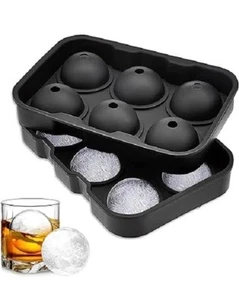 Bundle of 2 silicone ice cube trays - cubes and spheres - 6 2" compartments each - Picture 1 of 4