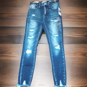 NWT KanCan Signature Buckle High Rise Ankle Skinny Blue Jeans Youth Girls sz 8 - Picture 1 of 11